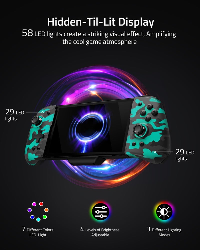 FUNLAB Switch Handheld Controller for Nintendo/OLED Joycons Customizable Switch Controller, Luminous Ergonomic Controls Camo, Switch Joypad Replacement with Adjustable Color, Turbo, Mapping - Image 2